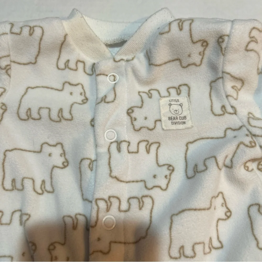 Carter's‎ Cream and Brown Bear Cub Print Footie 9 Months